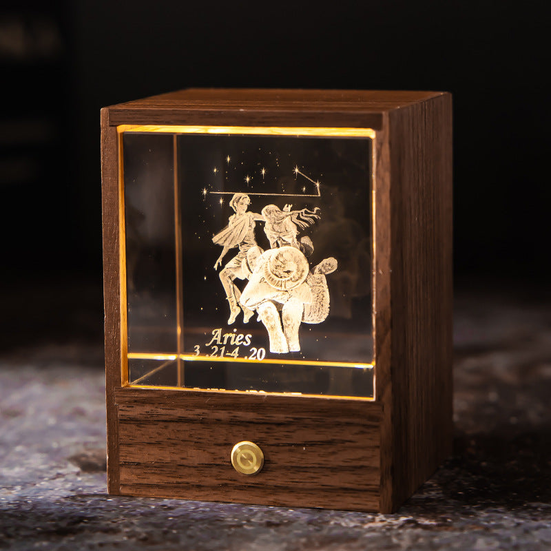 Astrological Signs Crystal LED USB Power Table Lamp
