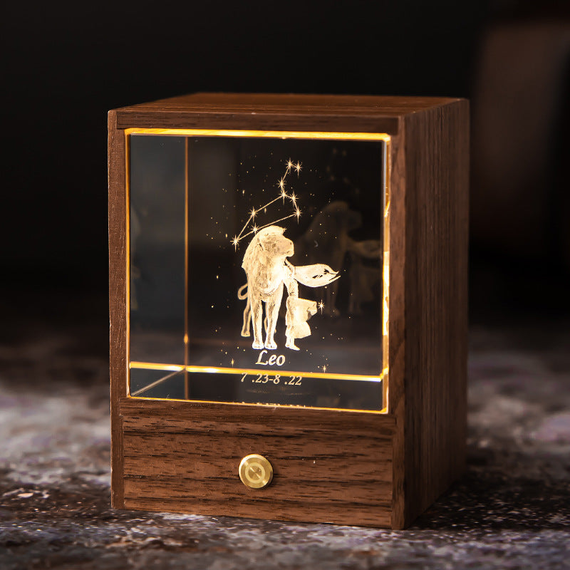 Astrological Signs Crystal LED USB Power Table Lamp