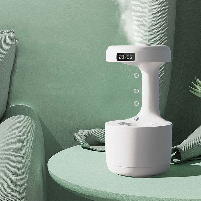 Bedroom Anti-Gravity Humidifier With Clock & Water Drop Backflow Aroma Diffuser