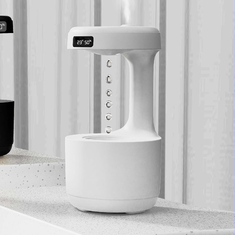 Bedroom Anti-Gravity Humidifier With Clock & Water Drop Backflow Aroma Diffuser