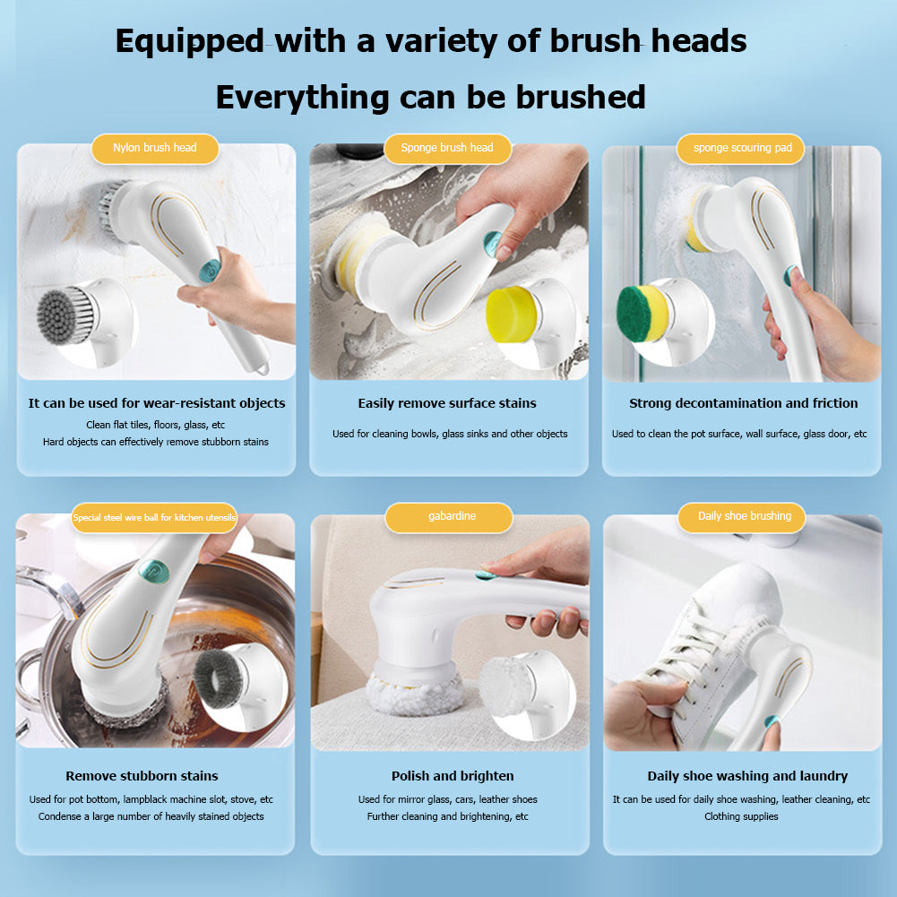 Multifunctional Electric Handheld Cleaning Brush Brush Set With 5 Heads