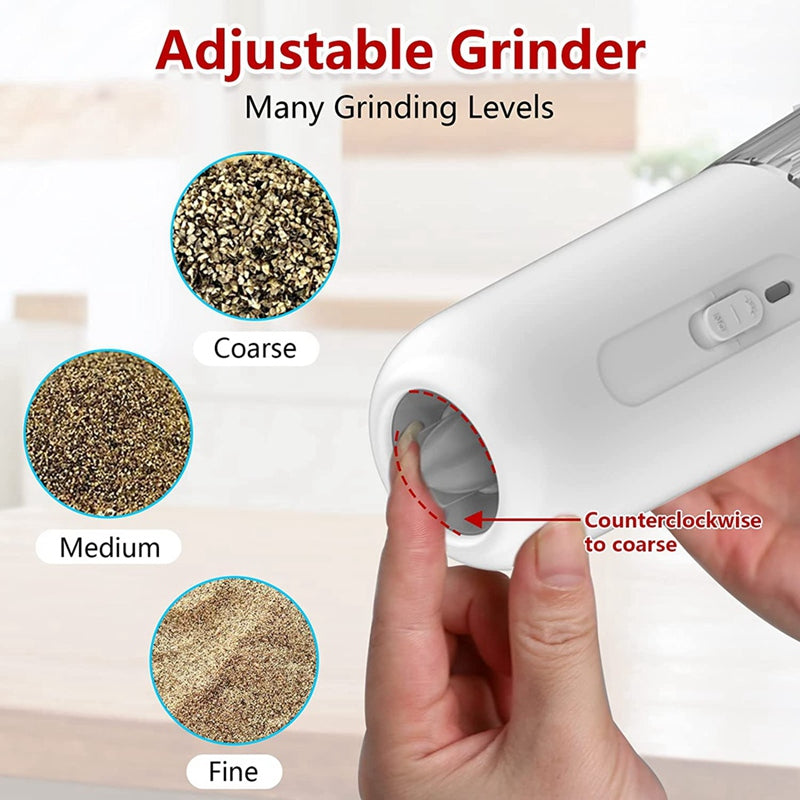 Gravity Salt And Pepper Electric Grinder Adjustable Coarseness With LED Light