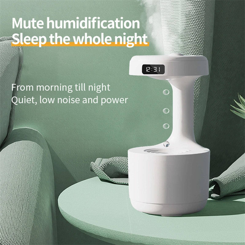 Bedroom Anti-Gravity Humidifier With Clock & Water Drop Backflow Aroma Diffuser