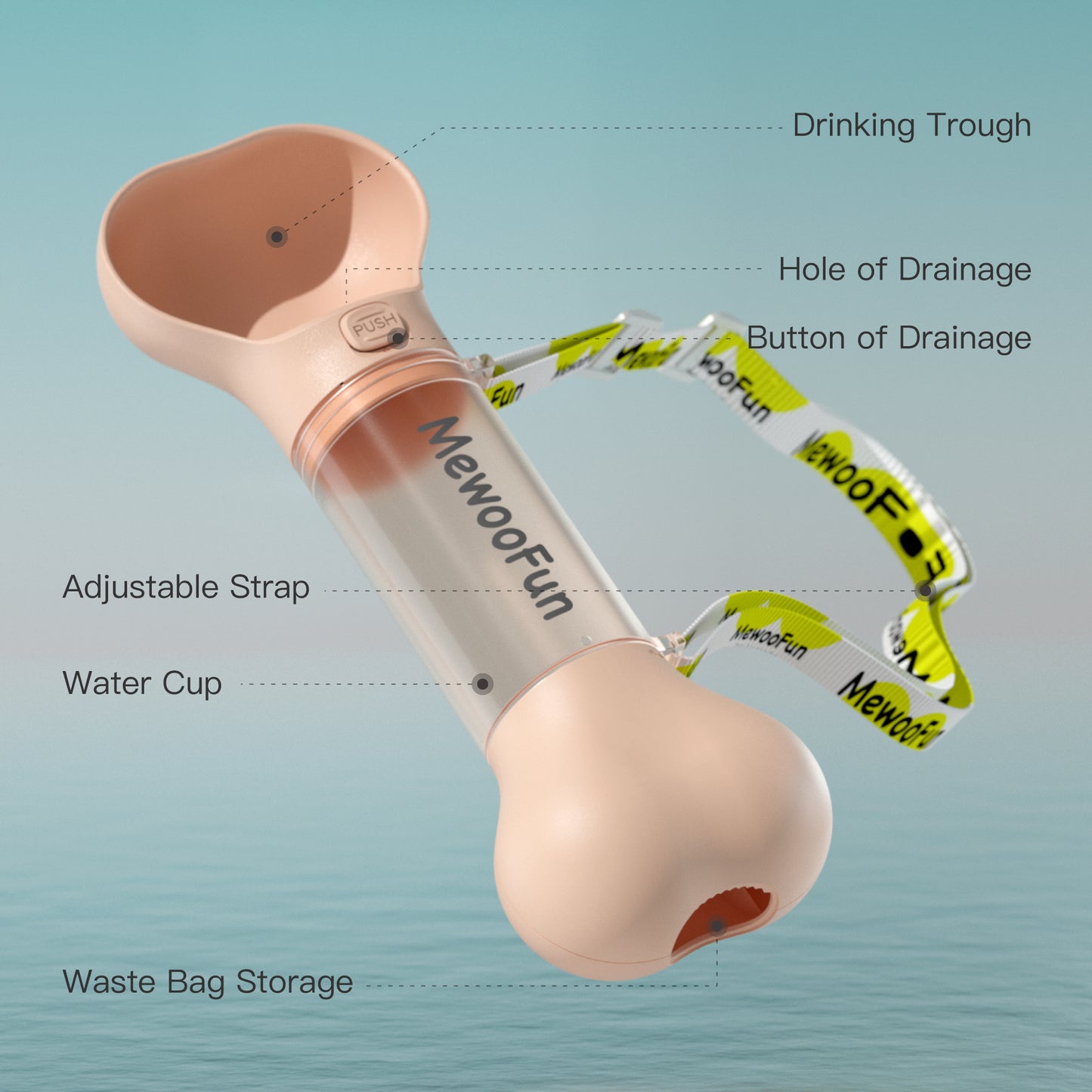 Pet Water Bottle/Feeder Bowl With Waste Bag Compartment