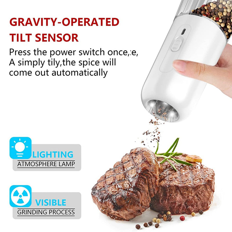Gravity Salt And Pepper Electric Grinder Adjustable Coarseness With LED Light