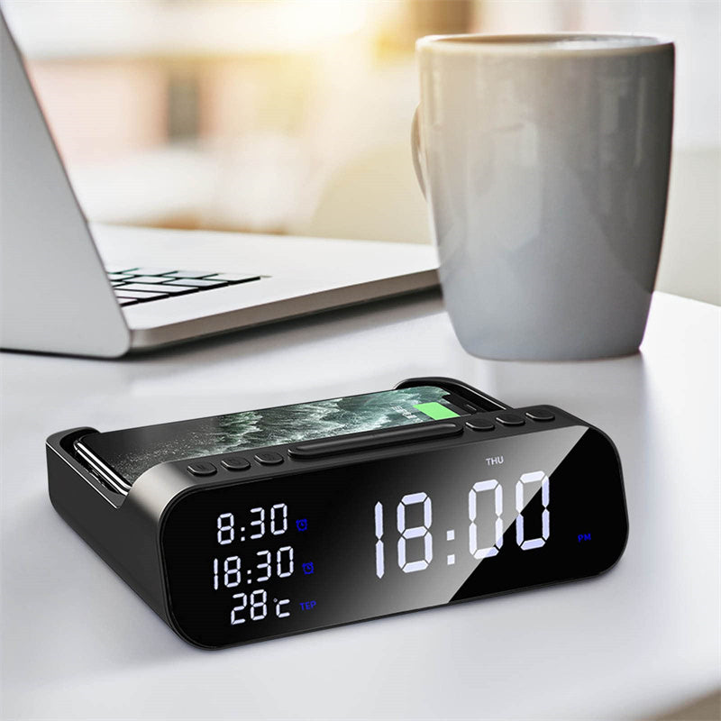 15W Three-in-one Wireless Charger Temperature Tester Multi Alarm Clock