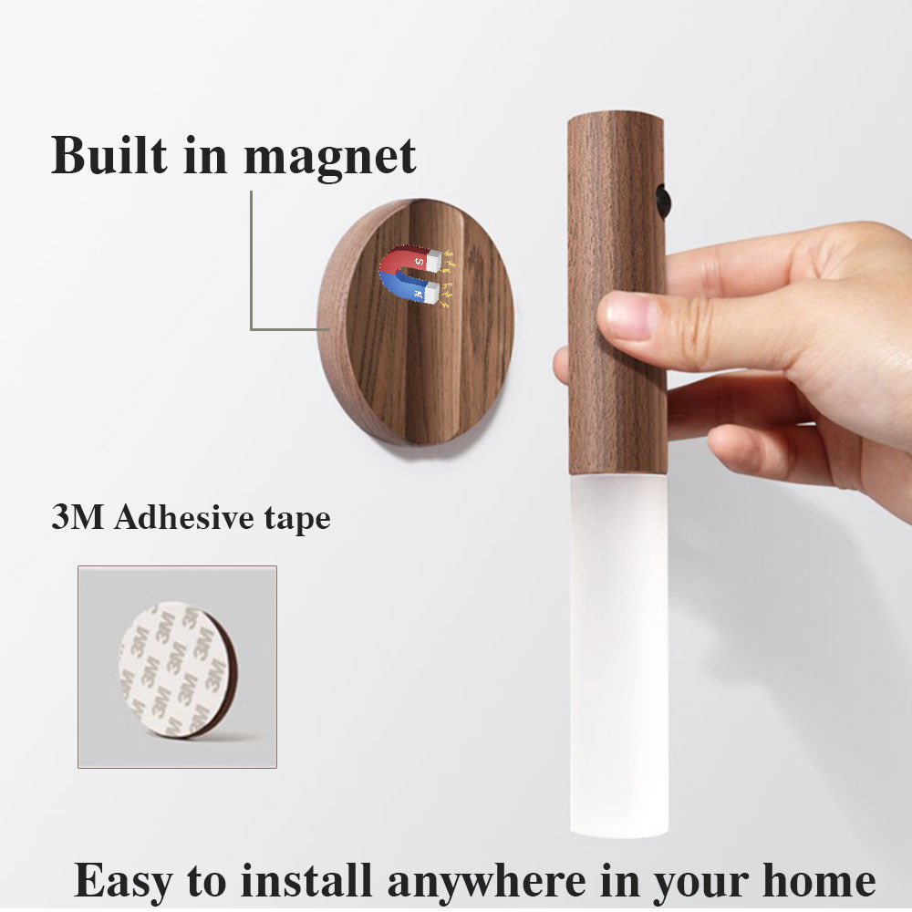 Wireless Auto LED USB Rechargeable Magnetic Wood Sensor Activated Night Light