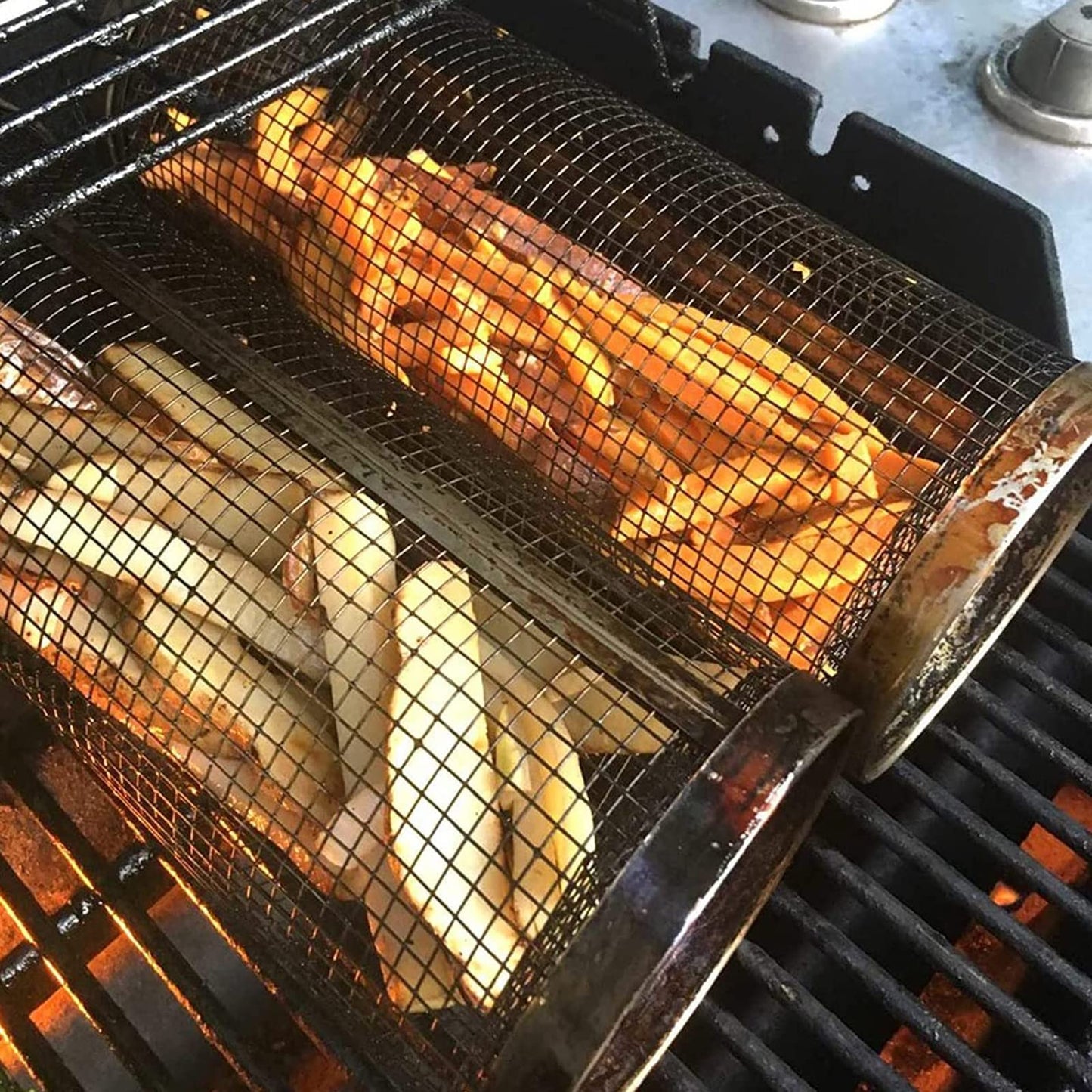 Rolling Grilling Metal BBQ Basket