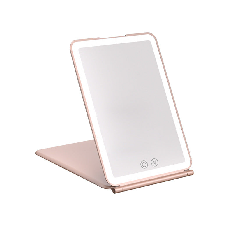 Rechargeable Clamshell Flat Foldable Mirror With Light
