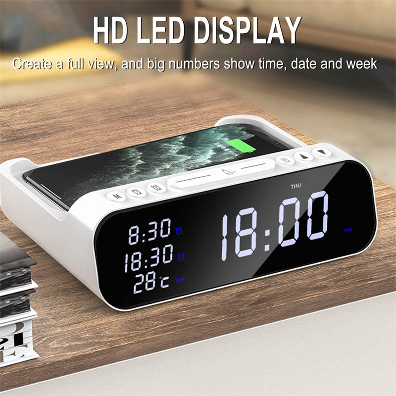 15W Three-in-one Wireless Charger Temperature Tester Multi Alarm Clock
