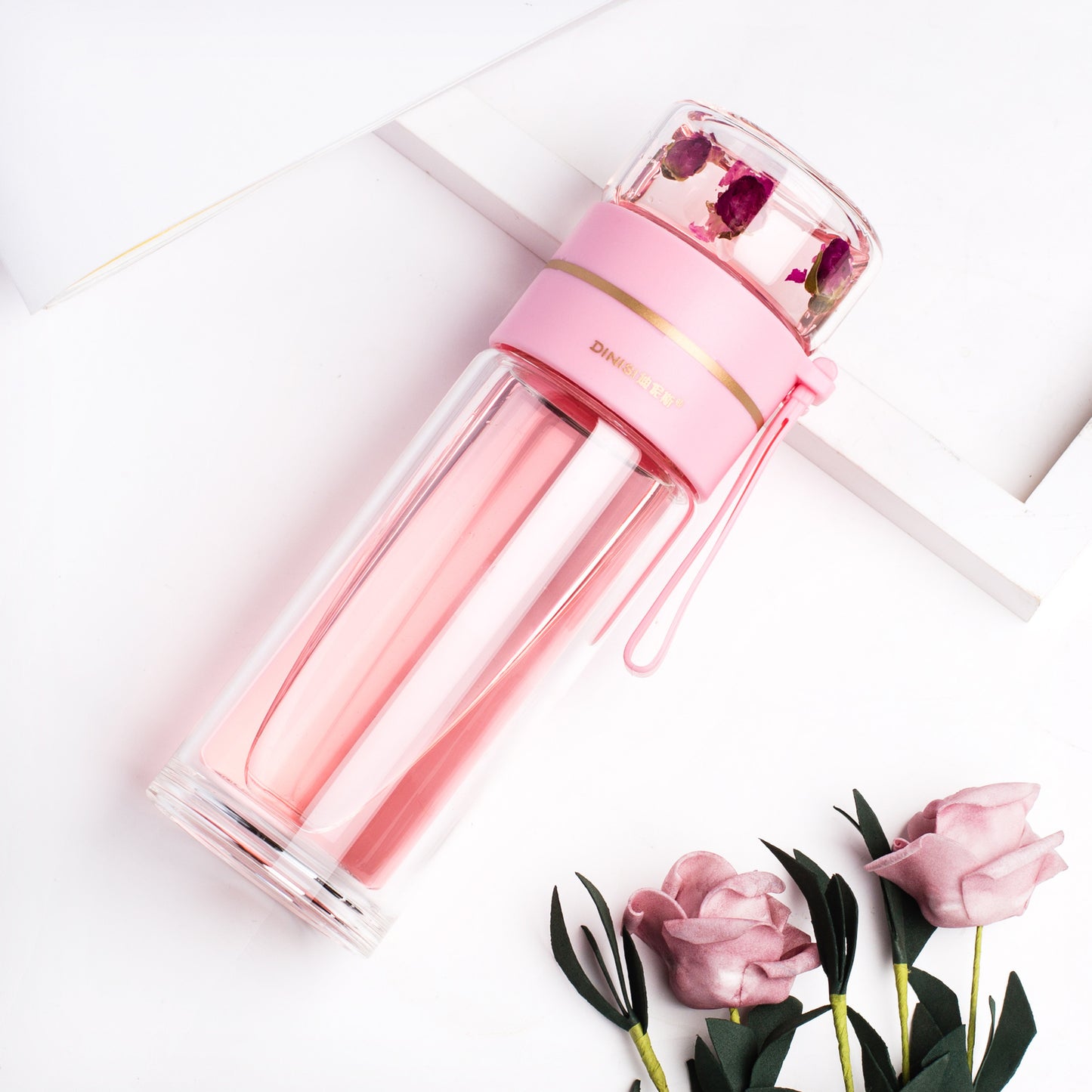 Leakproof Double Glass Water Bottle With Tea Infuser Filter