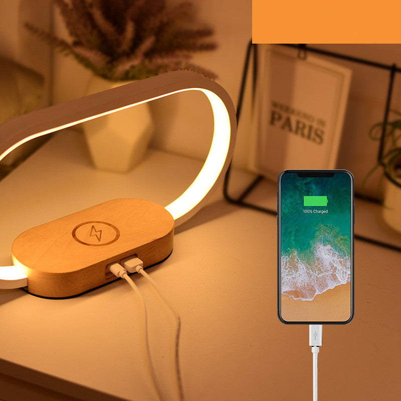 Wooden Clock Bedside Table Lamp