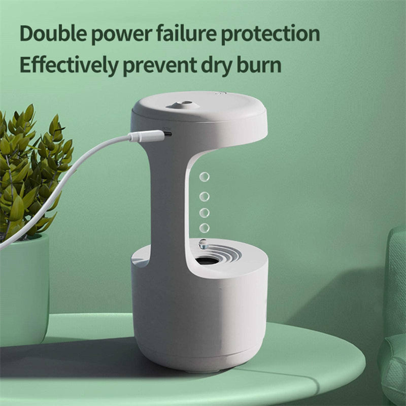 Bedroom Anti-Gravity Humidifier With Clock & Water Drop Backflow Aroma Diffuser