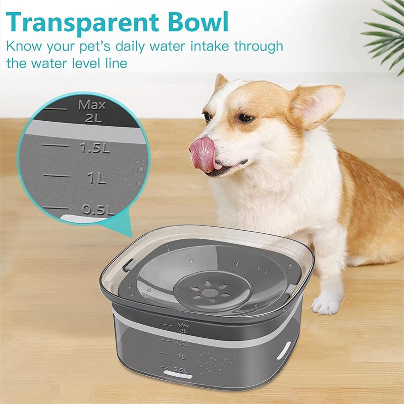 70oz Transparent Spill Proof Dog Water Bowl