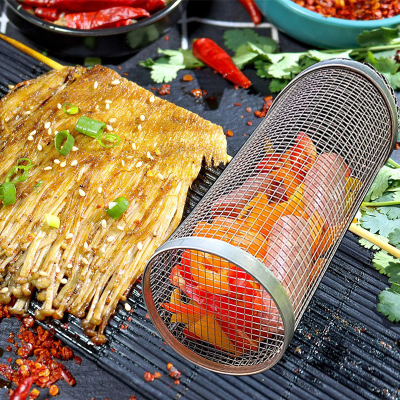 Rolling Grilling Metal BBQ Basket