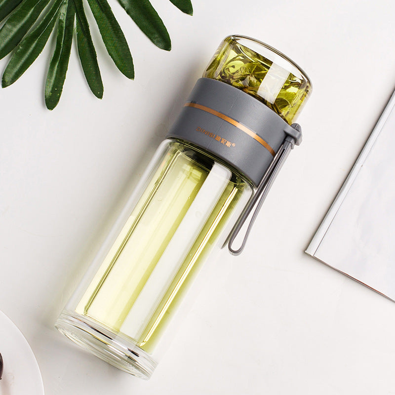 Leakproof Double Glass Water Bottle With Tea Infuser Filter