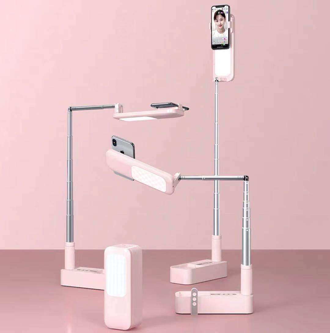 Portable/Foldable Mobile Phone Holder With Light & Bluetooth Remote Control
