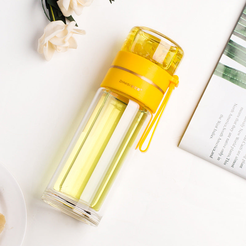 Leakproof Double Glass Water Bottle With Tea Infuser Filter