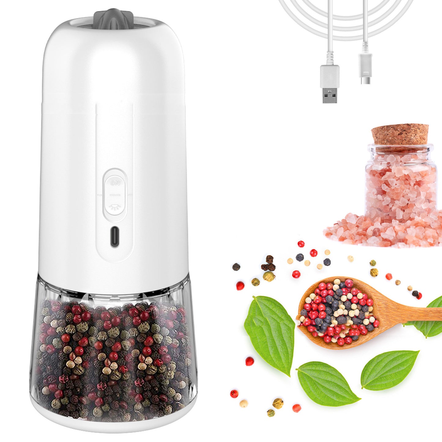 Gravity Salt And Pepper Electric Grinder Adjustable Coarseness With LED Light