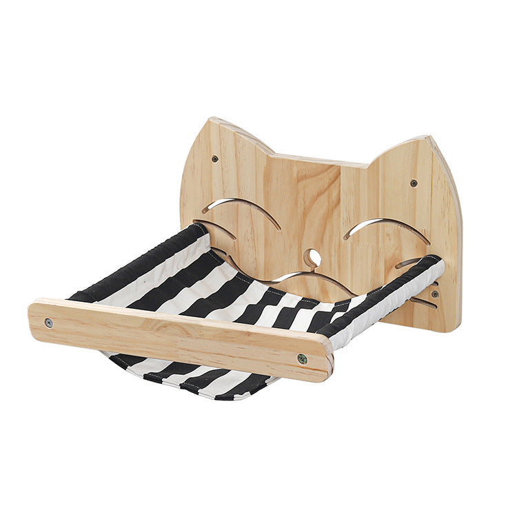 Pine Wood Cat Climbing Staircase Frame Wall Hammock