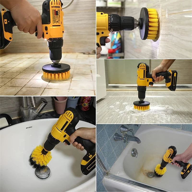 3pcs Drill Brush Attachment Set Power Scrubber For Cleaning Showers Tubs & Bathroom Tile