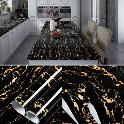 6M Vinyl Water & Oil Proof Marble Wallpaper for Kitchen Countertop