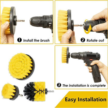 3pcs Drill Brush Attachment Set Power Scrubber For Cleaning Showers Tubs & Bathroom Tile