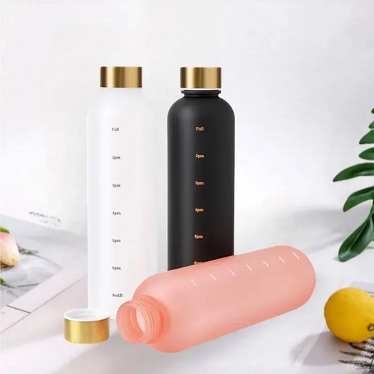 1L  Motivational Reusable Leakproof BPA Free Frosted Plastic Water Bottle