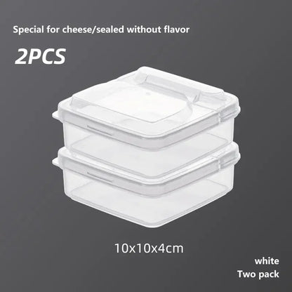 2Pcs 10X10X4.5CM Transparent Butter Cheese Storage Box