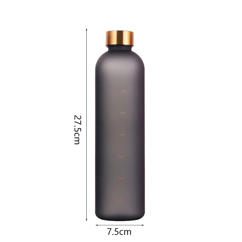 1L  Motivational Reusable Leakproof BPA Free Frosted Plastic Water Bottle