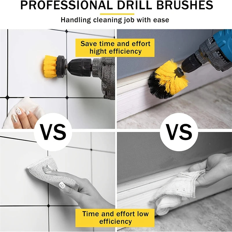 3pcs Drill Brush Attachment Set Power Scrubber For Cleaning Showers Tubs & Bathroom Tile
