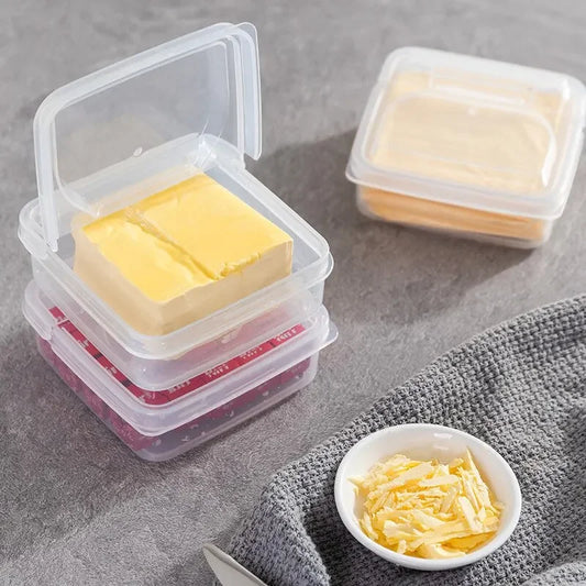 2Pcs 10X10X4.5CM Transparent Butter Cheese Storage Box