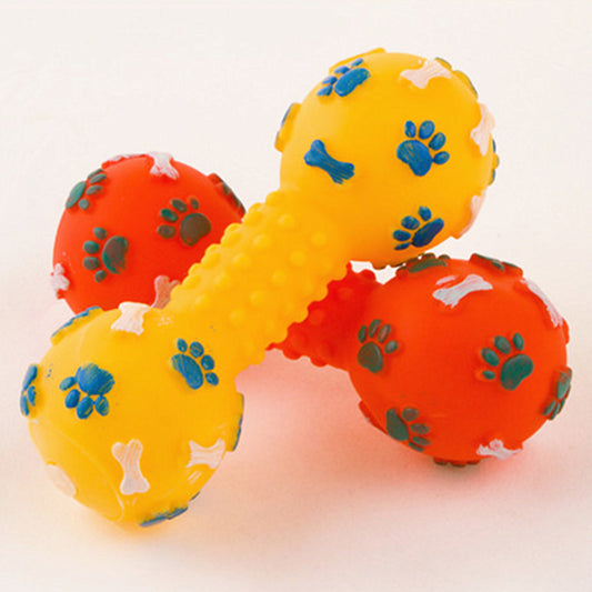13 CM Dog Dumbbell Sound Silicone Toys