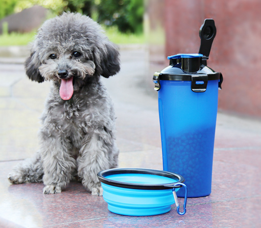 2 In 1 Pet Water Bottle Dispenser & Silicone Bowl